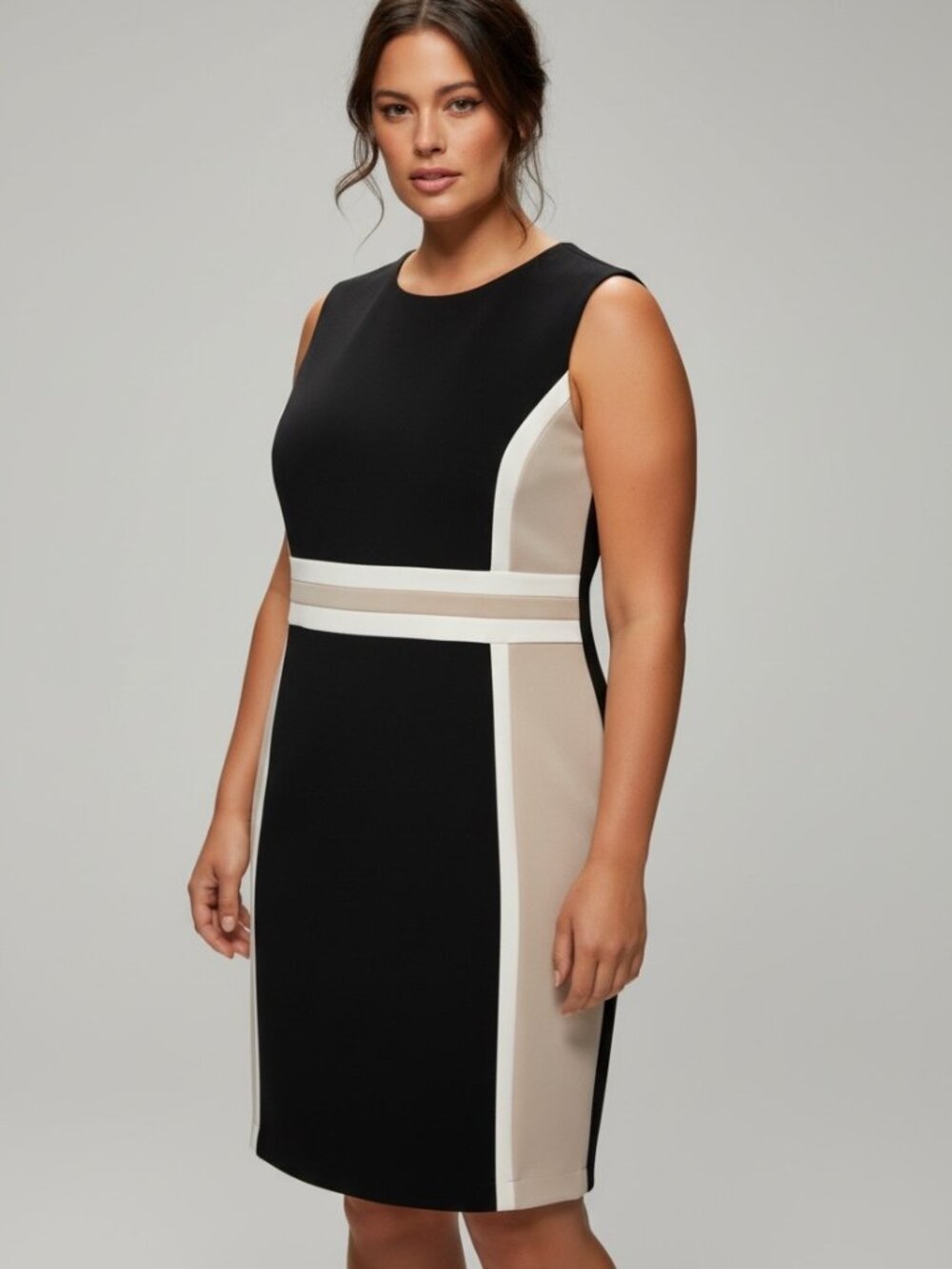 Calvin Klein Plus Colorblock Sheath Dress 22W Mod Minimalist Workwear Career